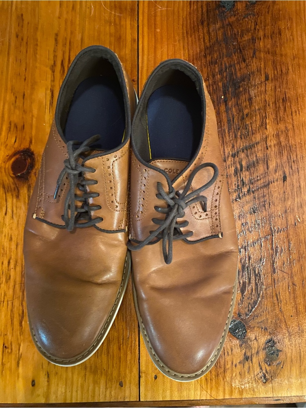Cole Haan Men's Tan Brown Leather Derby Oxfords